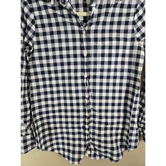 J. Crew Mercentile Blue & White Checkered Lightweight 100% Cotton Flannel XS - Picture 2 of 9